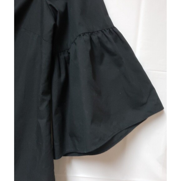 a.n.a Women’s Black Cotton Formal Top White Pearl Accents, Bell Sleeve Sz M NWOT - Picture 4 of 8